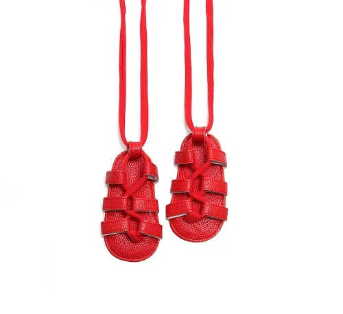 Новые модные сандалии для новорожденных девочек из искусственной кожи летние сандалии на плоской подошве 8 цветов - Цвет: red