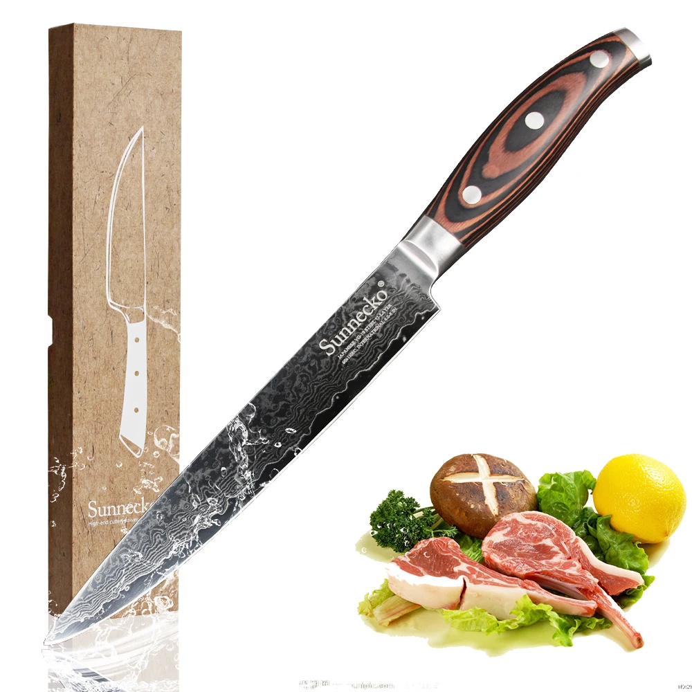 Sunnecko 8" Slicing Knife Chef Gift Damascus Knives Japanese Vg10 Steel