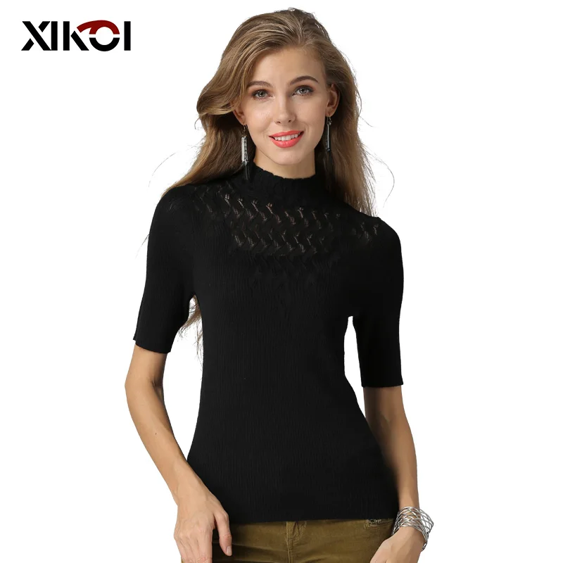 New Christmas Women Knitted Sweater Casual Solid Basic Sweaters Pullovers Half Turteneck Thin Autumn Woman | Женская одежда