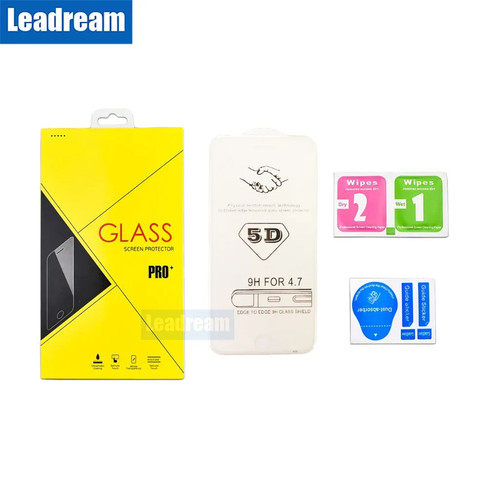 Leadream Бесплатная доставка DHL 100 шт. 5D прозрачный изогнутый край закаленное стекло