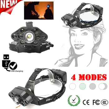 

New High Quality Portable 9X XML-T6 4 Modes USB Rechargable Flashlight Zoomable Head Light Drop Shipping
