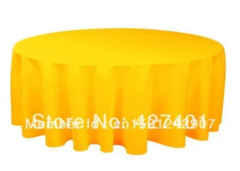 

Hot Sale 132 " Yellow Round Table Cloth Polyester Plain Table Cover For Wedding Events &Party Decoration