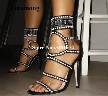 

Gladiator Summer Women Sandals Pointed Open Toe And String Beads Sandals Cutouts Meshes And Narrow Band Ankle Women Sandals