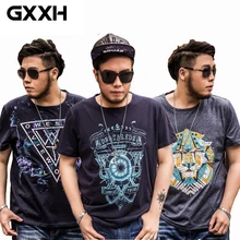 GXXH мужские футболки больших размеров с короткими рукавами, с принтом, мужские свободные летние футболки больших размеров, мужская одежда 6XL 7XL