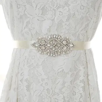 

Hand Beaded Bridal Belt Silver Rhinestones Wedding Sash Pearls Wedding Belt For Bridal Accessories S171S