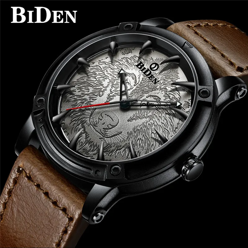 

2019 Men Watches Top Brand BIDEN Luxury Mens Military waterproof Sport Watch Fashion Leather Quartz Wristwatch Relogio Masculino
