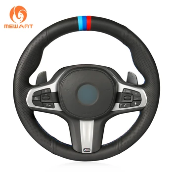 

MEWANT Black Genuine Leather Car Steering Wheel Cover for BMW G30 525i 530i 530d M550i M550d 2017 2018 G32 630i 640i M 2017 2018