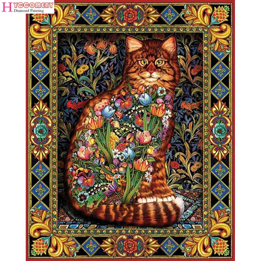 

DIY Diamond Painting Cross Stitch Flowers 5D Needlework Mosaic Full Square Drill Icon Diamond Embroidery Cat Decor Painting