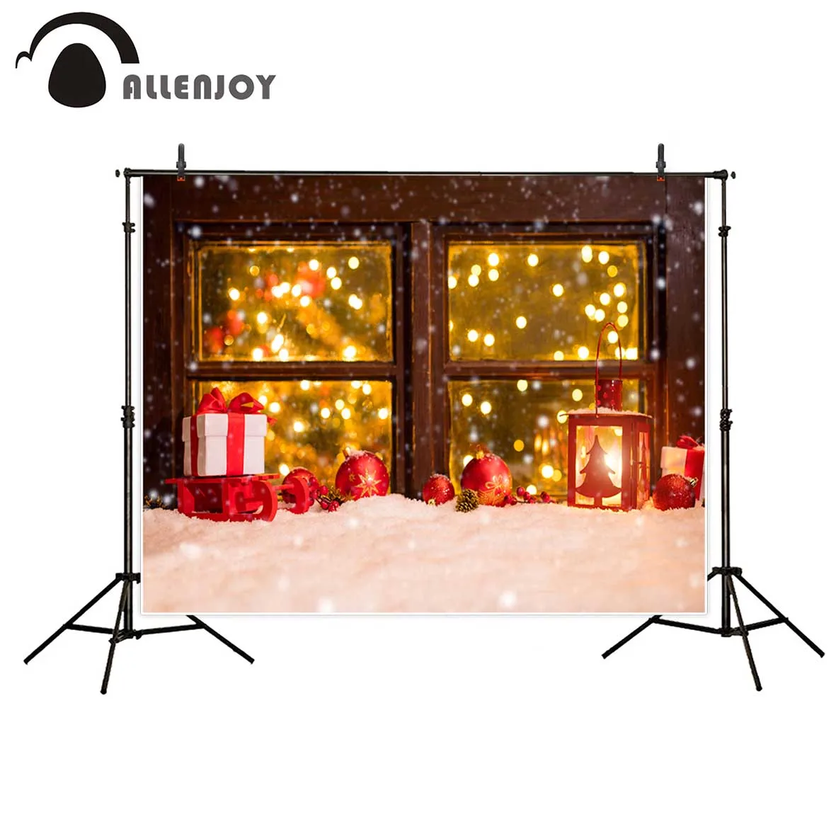 Allenjoy фон для фотосъемки Рождество дерево окно снег зимние подарки светло-красные