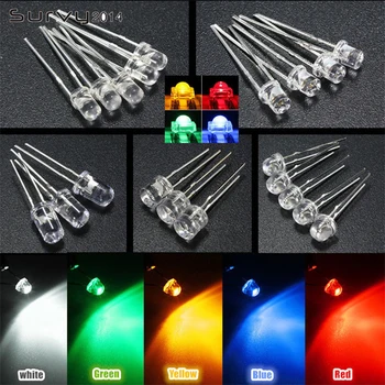 

50PCS 10mm Round White/Yellow/Green/Blue F10 LED Emitting Diodes Water Clear 8Color DIY