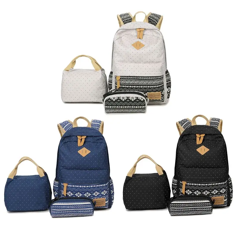 

3PCS Women Backpack Girl School Satchel Shoulder Rucksack Canvas Travel Bags with Pencil Case for Teenagers