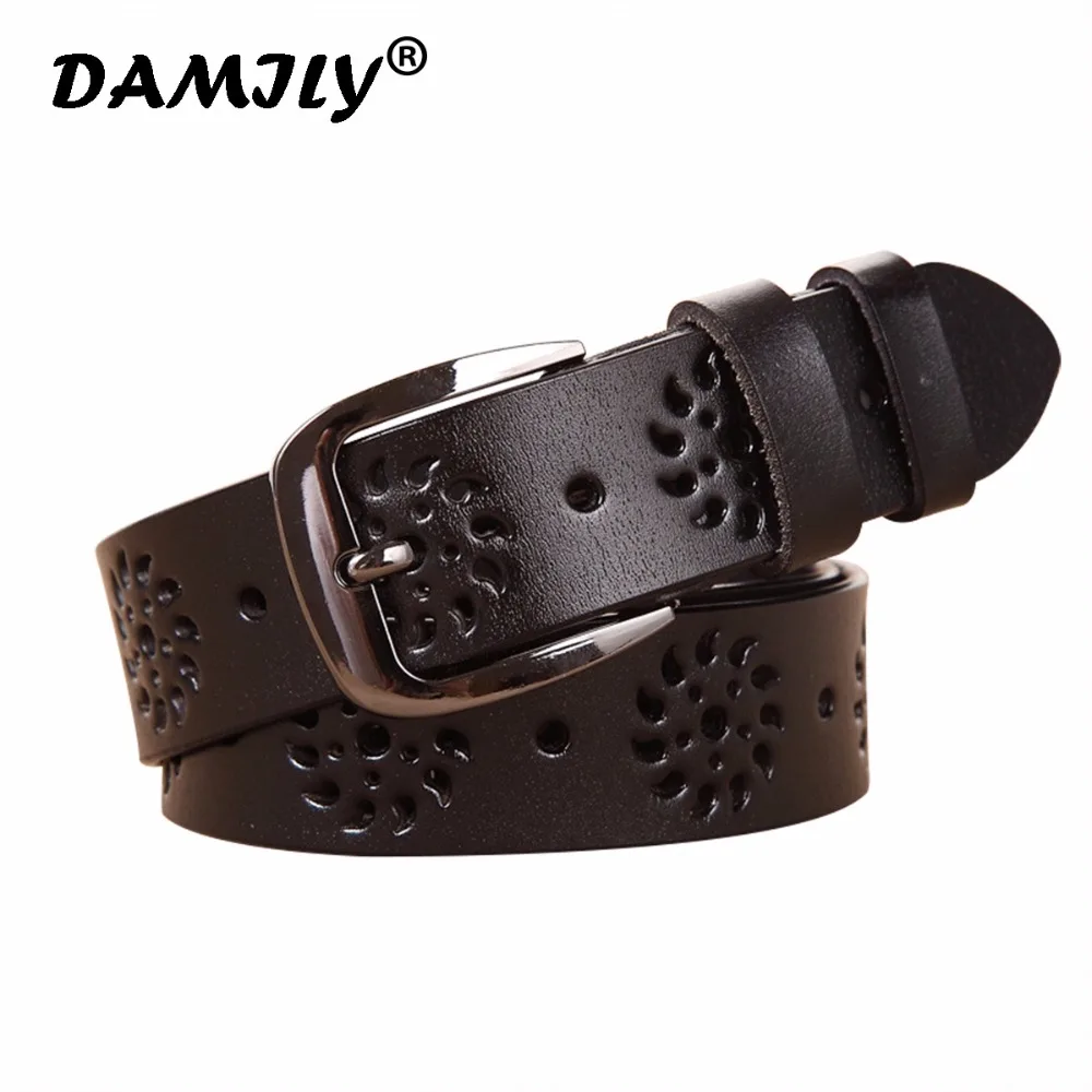 Fashion Genuine Leather Jeans Belts For Women Luxury Brand Hollow