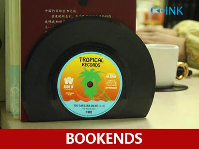 

Vintage Vinyl Bookends , Creative CD Records Book Stand for Home Decoration