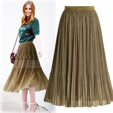 Женские летние трапециевидные сетчатые юбки, сплошной цвет, большая плиссированная однотонная уличная одежда, Женская короткая юбка
