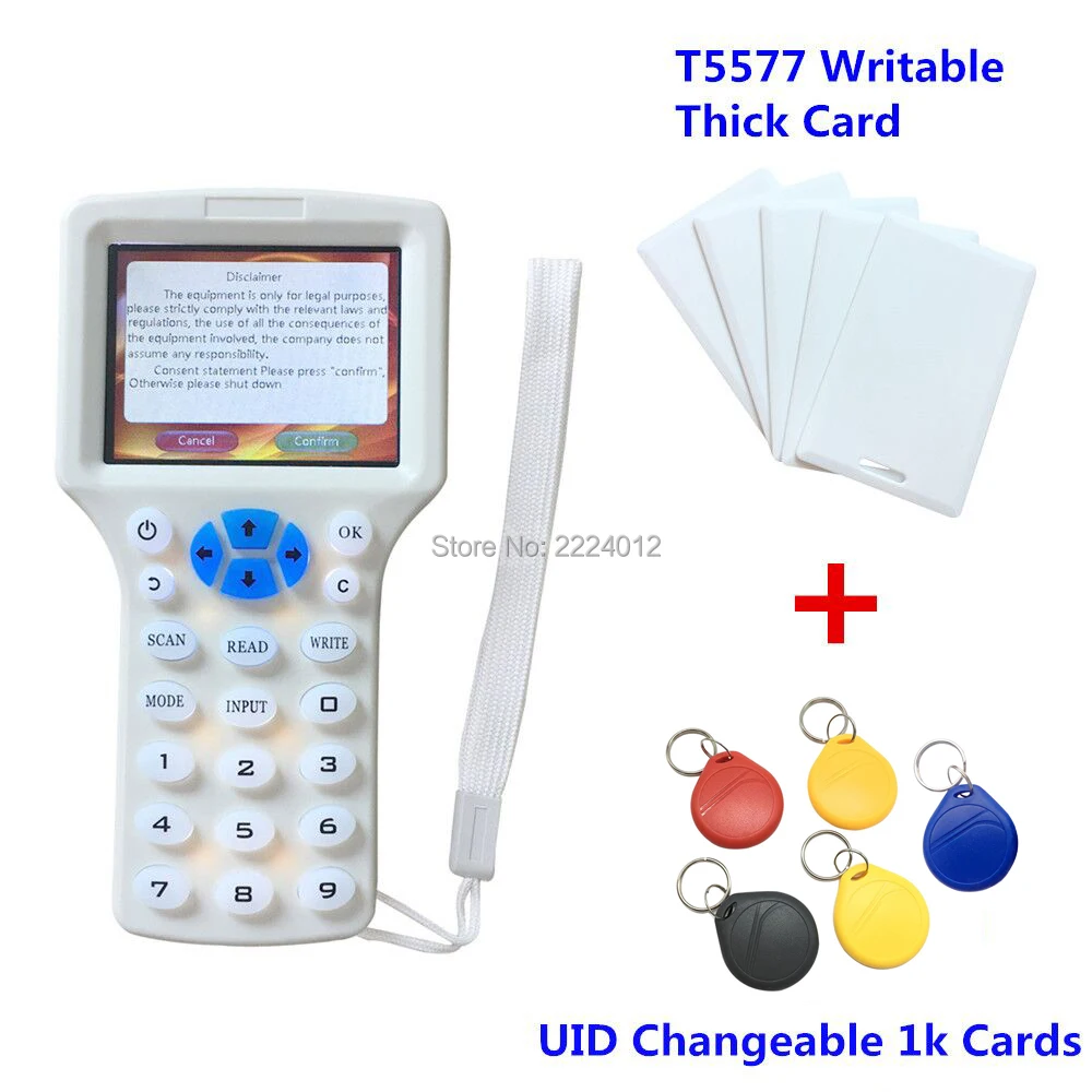 Handheld 125khz rfid reader writer duplicator 10 Frequency Programer H ...