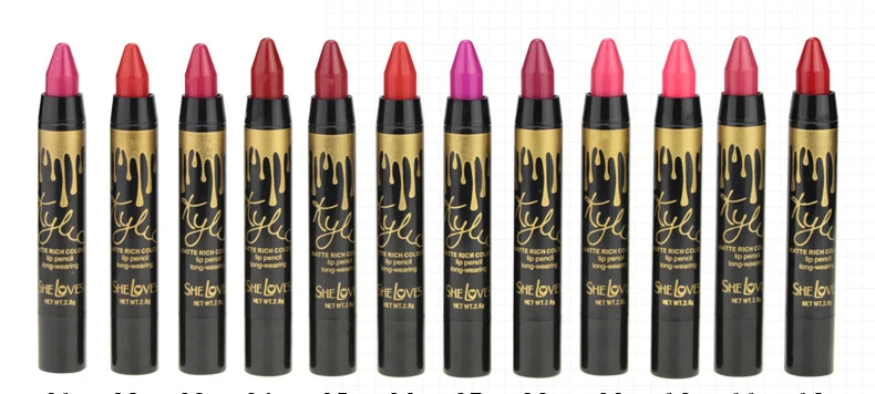 24 шт./кор. она любит высокое качество Matte Lip Губная помада Макияж прочного 24hr губ Sexy Карандаш для губ матовая богатый Цвет Бесплатная доставка