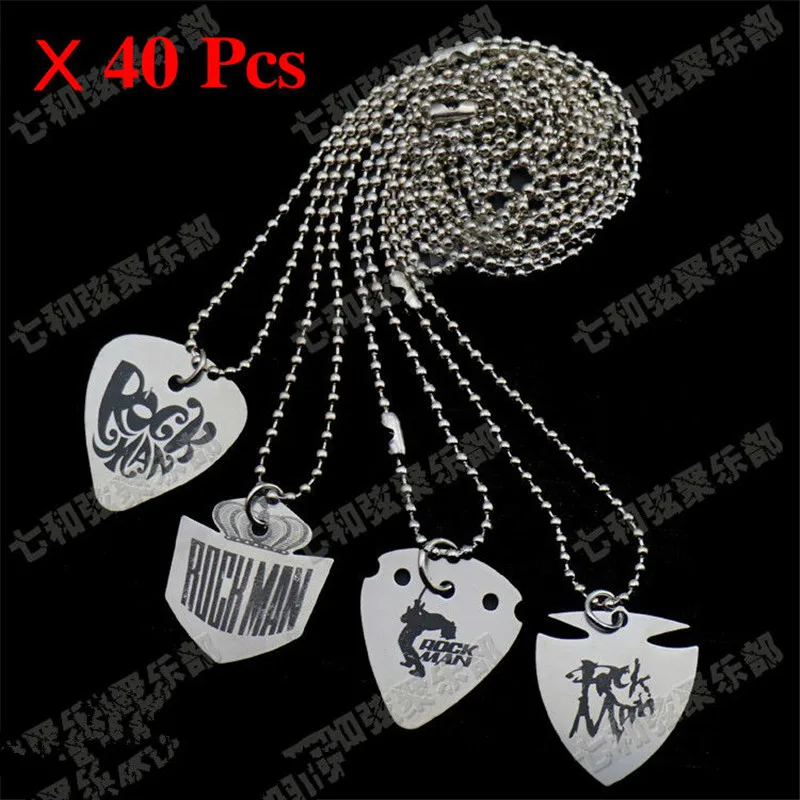 

40 Pcs Stainless steel Guitar Picks Playing Heavy Metal Guitar Picks With Pendant Necklace for 4 type choose