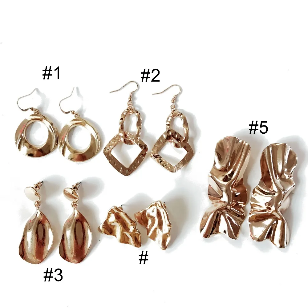 

Free Shipping Geometric Fashion Alloy Metal Hammered New Popular Earring