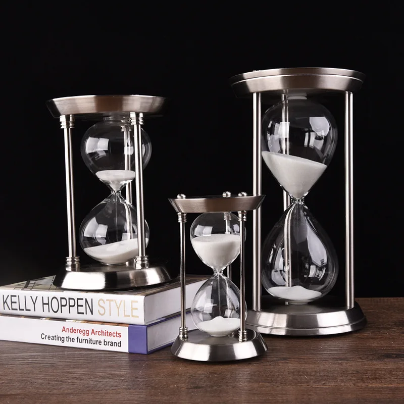 Creative metal Colorful Hourglass Sandglass Sand Clock Timers Wooden Frame Creative Gift Modern Home Decorations Ornaments