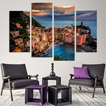 

Unframed Fashion 4 Piece Beach House Modern Wall Art HD Picture Canvas Print Canvas Painting for Living Room Modular picture