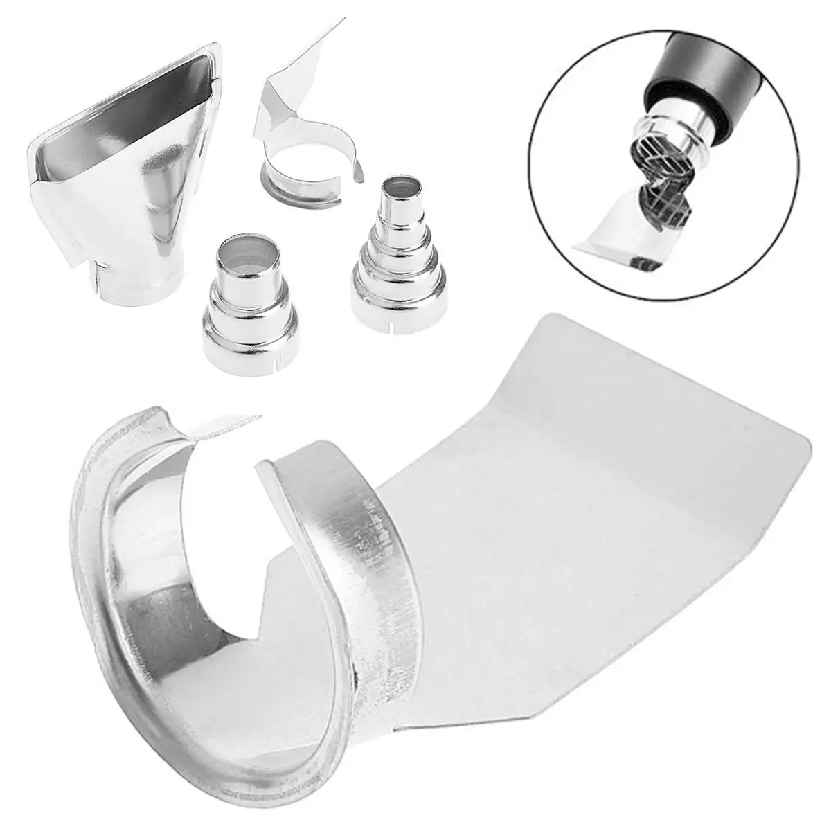 4Pcs Air Nozzles Electric Kit Accessories Industrial Tools Shrink Wrap Silver