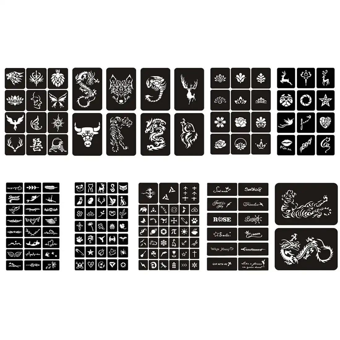 Black And White Tattoo Mold Cute Flower Butterfly Cartoon Henna