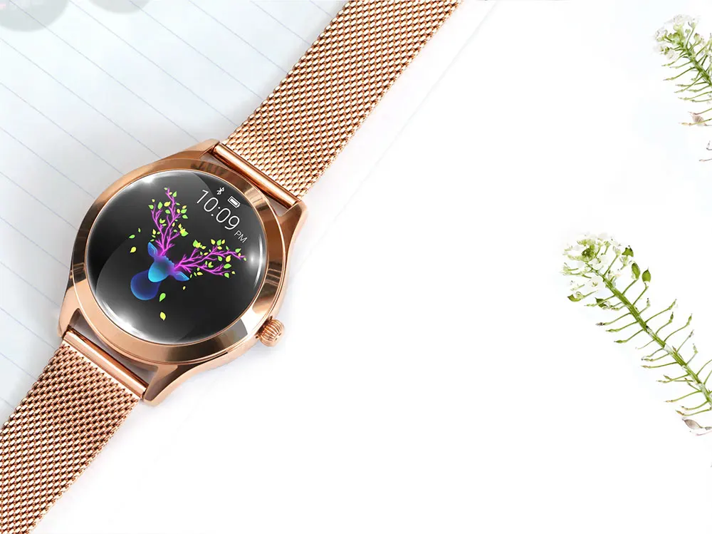 LEMFO KW10 Смарт-часы для женщин 1,04 дюймов экран IP68 водонепроницаемый монитор сердечного ритма физиологическое напоминание Спорт Фитнес-браслет