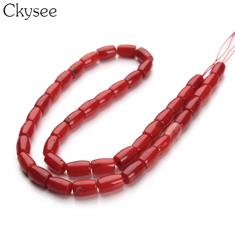 Ckysee 1strand/lot красный Колонка коралловый трубки цилиндра бусы полудрагоценный