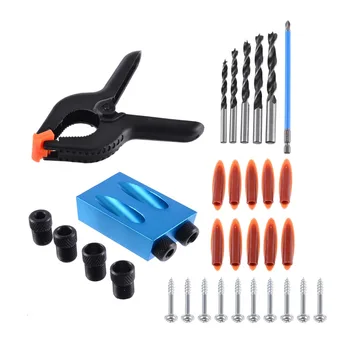 

Pocket Hole Jig for Woodworking Clamp 6-10mm Step Drill Bit with PH2 150mm Screwdriver Bit Pocket Screws Hole Puncher Locator