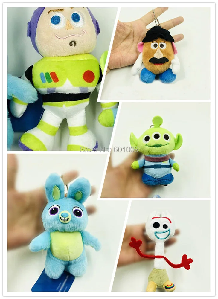 10/лот 5 стилей Buzz Lightyear Bunny Alien Forky Mr. Potato Head 10-14 см плюшевая кукла для ключей кулоны