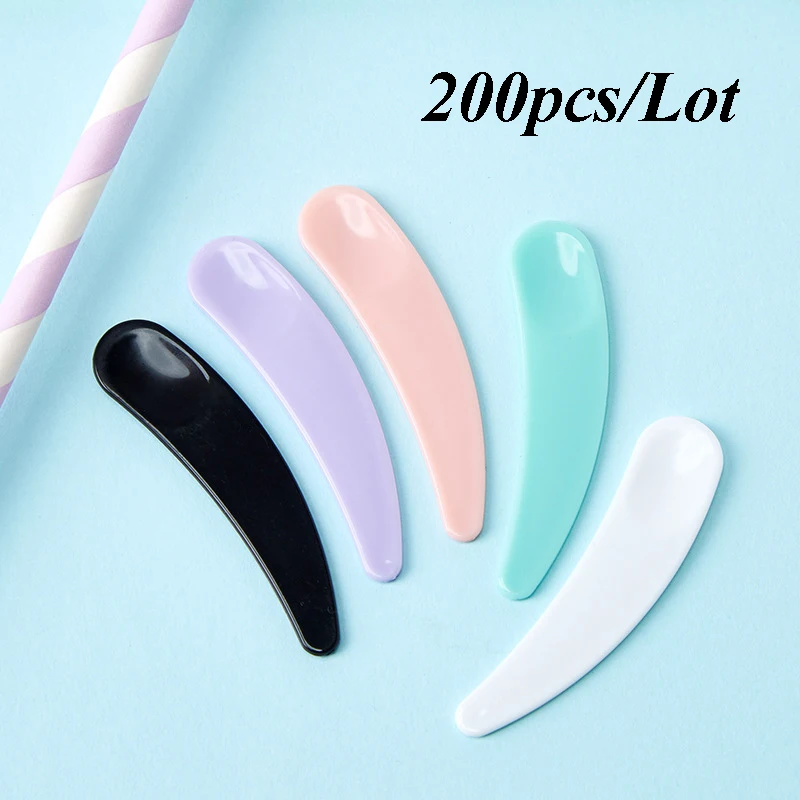 200Pcs Mini Cosmetic Spatula Makeup Mask Cream Spatel Disposable Curved