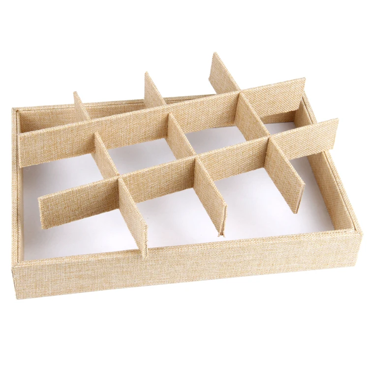 TONVIC-35-25-Linen-Gray-Velvet-Wooden-12-Grid-Tray-With-Linen-Velvet-Pillow-For-Watch