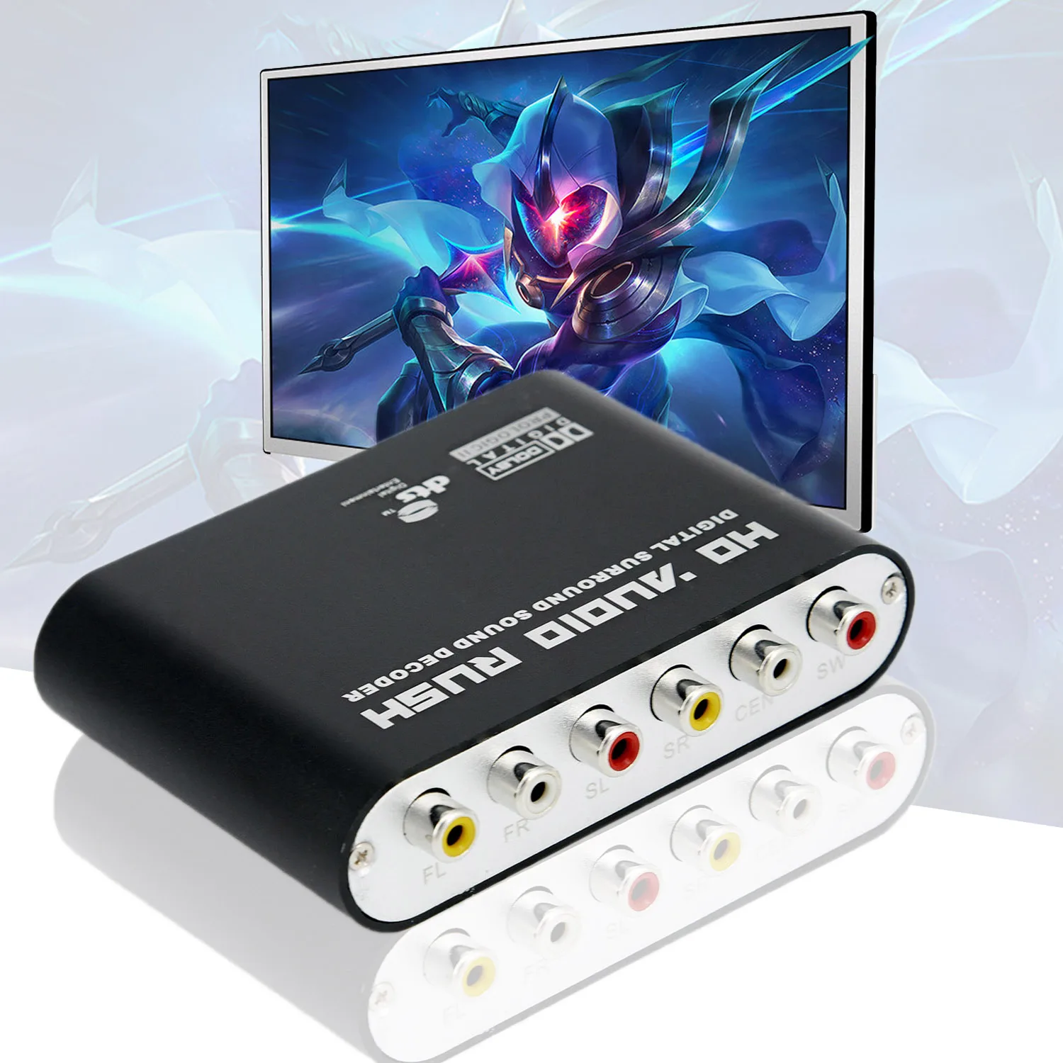 

Portable DTS/AC3 5.1 Channel Audio Digital Sound Decoder Optical SPDIF Coaxial to 6RCA
