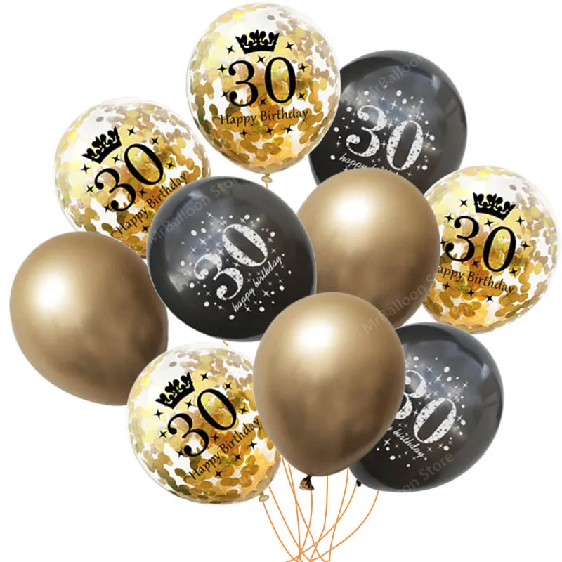 

60 50 40 30 Birthday Black and Gold Balloons Confetti Ballons Years Birthday Party Decorations Adult Baloon Helium balloons