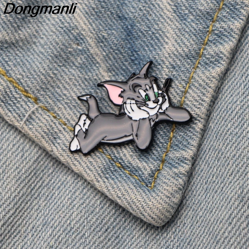 P3285 Dongmanli кошка и мышь эмалированные булавки броши мультфильм креативная