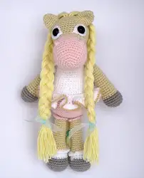 Девушка длинные волосы лошадь амигуруми игрушка мягкая игрушка-погремушка