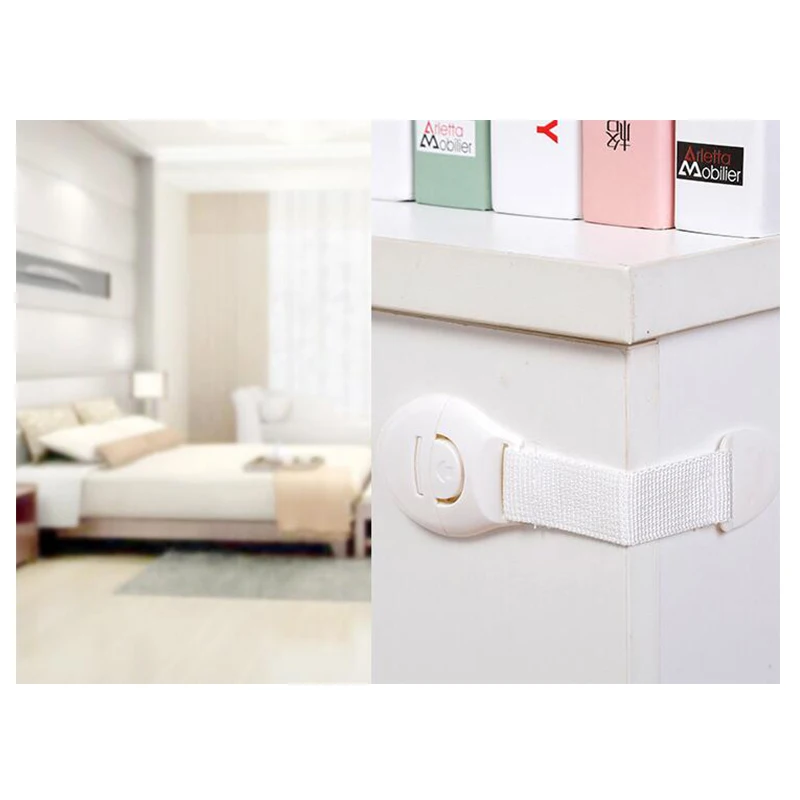 10pcs/lot Baby Kids Safety Locks Children Protection Lengthen Drawer Door Cabinet Cupboard Strap Plastic Safety Locks 