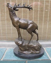Оптовая продажа завод 17 «Западная 100% латунь Мрамор Art Classic олень северный олень украшения, скульптура