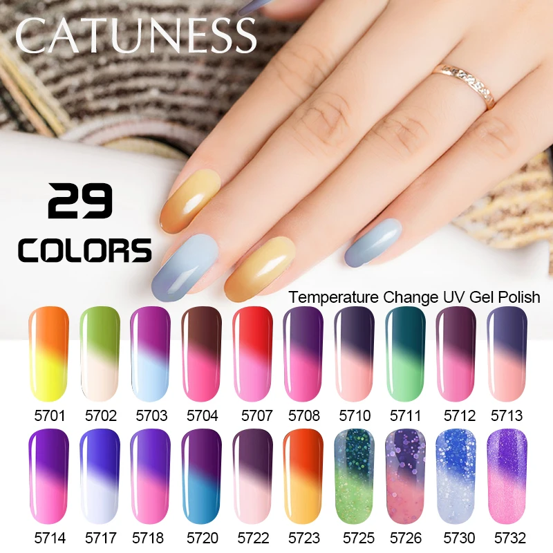 

CATUNESSTemperature Change Color Gel Nail Polish Soak Off Heat Hybrid Varnish Semi Permanent Gel Polish Color Glaze Gel Polish
