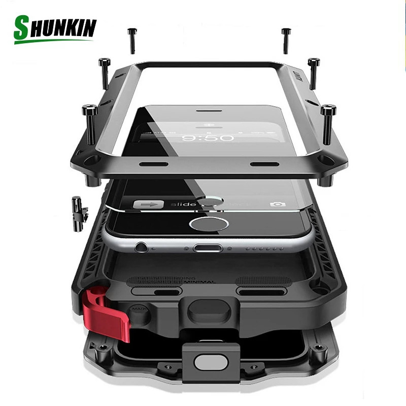 

360 Protective Anti-knock Phone Case For iPhone 5 6s 8 7 Plus Tempered Glass Front Back Cover Full Body Coverage Protection Case