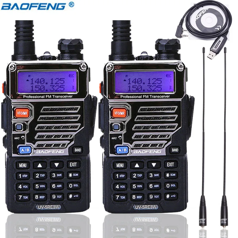 2 шт BAOFENG UV-5RE портативная рация 8 Вт Высокая Мощность 1800 mAh Батарея Мощность ful 10 км long range Открытый для Пеший Туризм BF UV5RE радио