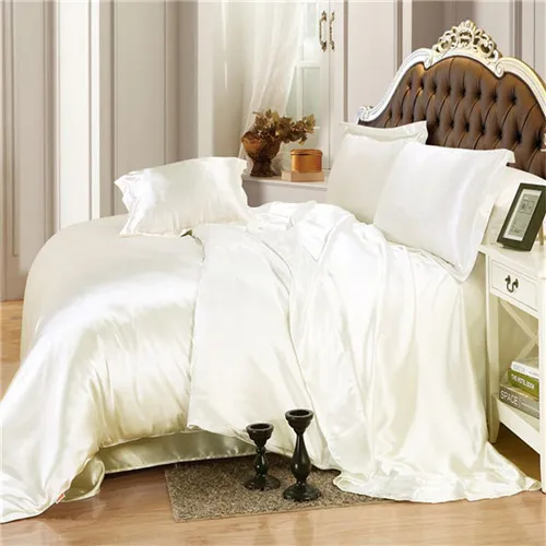 Летний классный комплект постельного белья из имитированного шелка, домашний текстиль, AB боковой Комплект постельного белья, однотонное постельное белье, мягкие постельные принадлежности из шелка, Твин Квин и Кинг - Цвет: white bedding