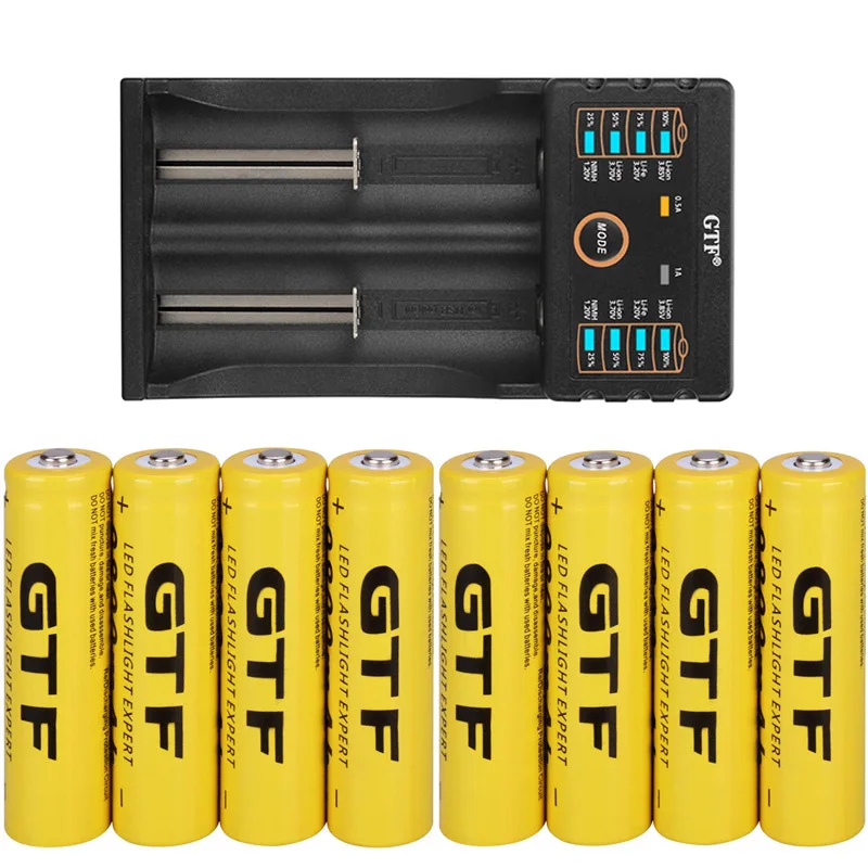 GTF 3,7 V 9800mah 18650 аккумулятор с GF208 USB интеллектуальное зарядное устройство для никель-металл-гидридных литиевых аккумуляторов для 14500 26650 18350 18650