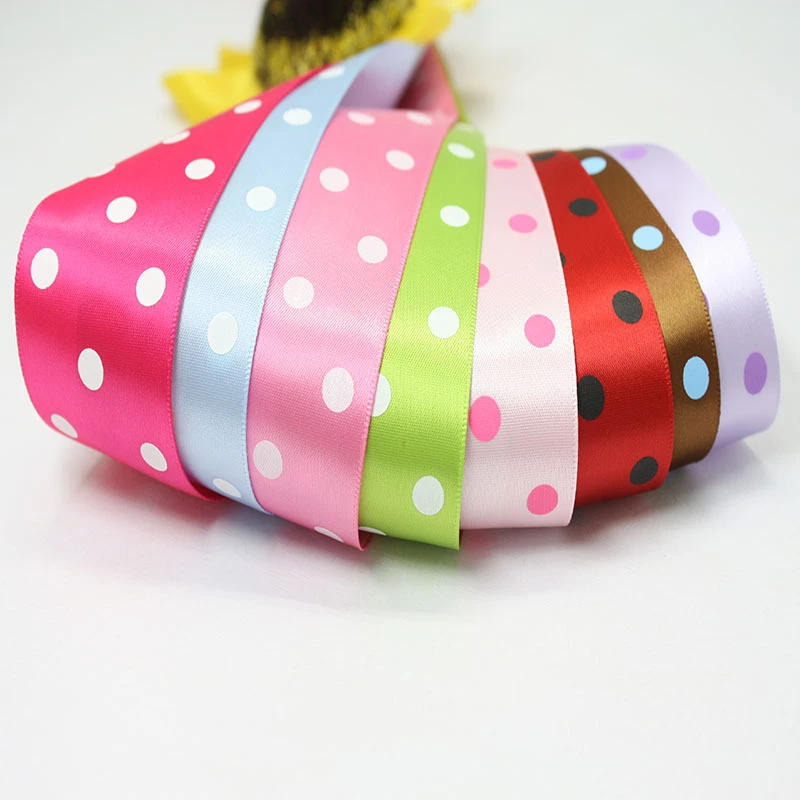 

10yard/roll 38mm Width Ribbon Single-sided Satin Ink Printing Dot Ribbon Gift Packaging Diy 38mm Oblique Three Points