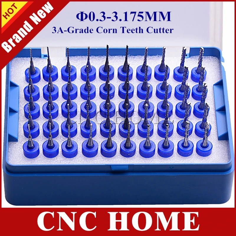 

10pcs Tungsten Steel Carbide End Mill Corn Teeth Milling Cutter Set CNC PCB Router Rotary Burrs 3.175mm SHK CNC Engraving Bit