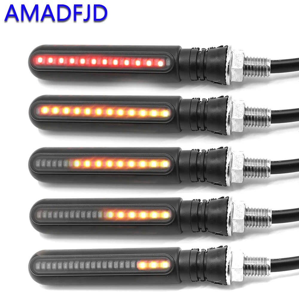 

AMADFJD 12V LED Flowing Turn Signal Motorcycle Turn Signal Motorcycle Blinker Flasher Light DRL Indicator Brake Lamp Accessories
