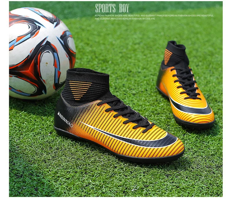 Botas de futebol tornozelo alto topos botas