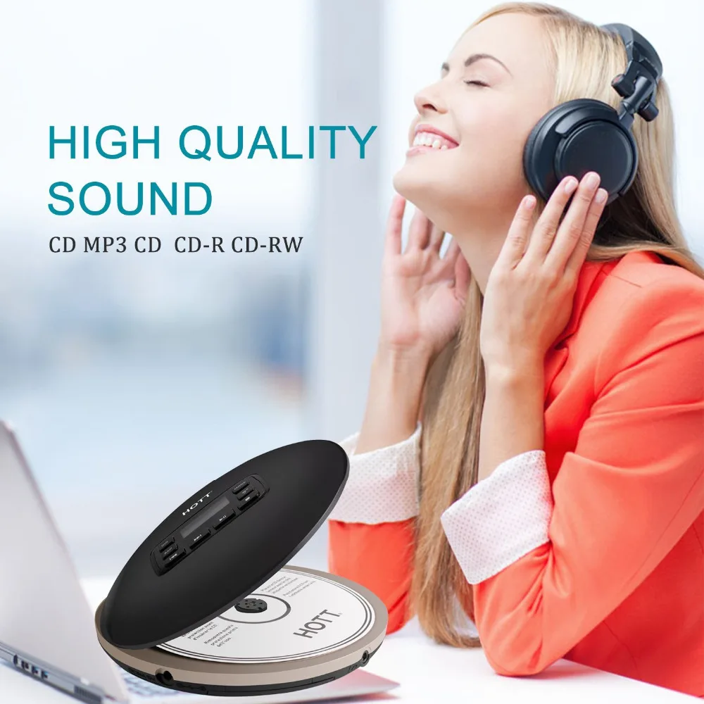 Portable CD Player HOTT Personal CD Player with Headphones Compact Music CD Walkman Small CD Player for Kids Adults with Skip