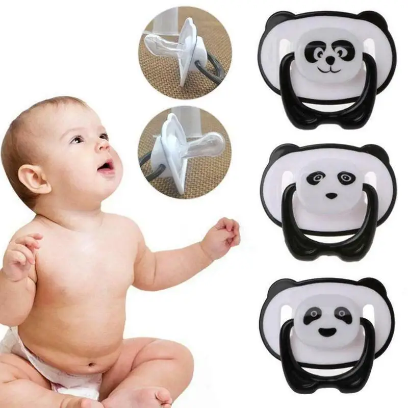 Panda Nipple Dummy Pacifier Baby Food Grade PP Silicone Non-toxic Pacifier Toddler Orthodontic Nipple With Ring Teether Pacifier