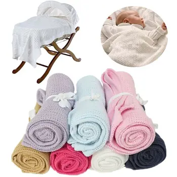 

High Quality Solid Color Soft Cotton Material Crochet Newborn Blanket For Kids Crib Casual Comfortable Sleeping Bed Supplies